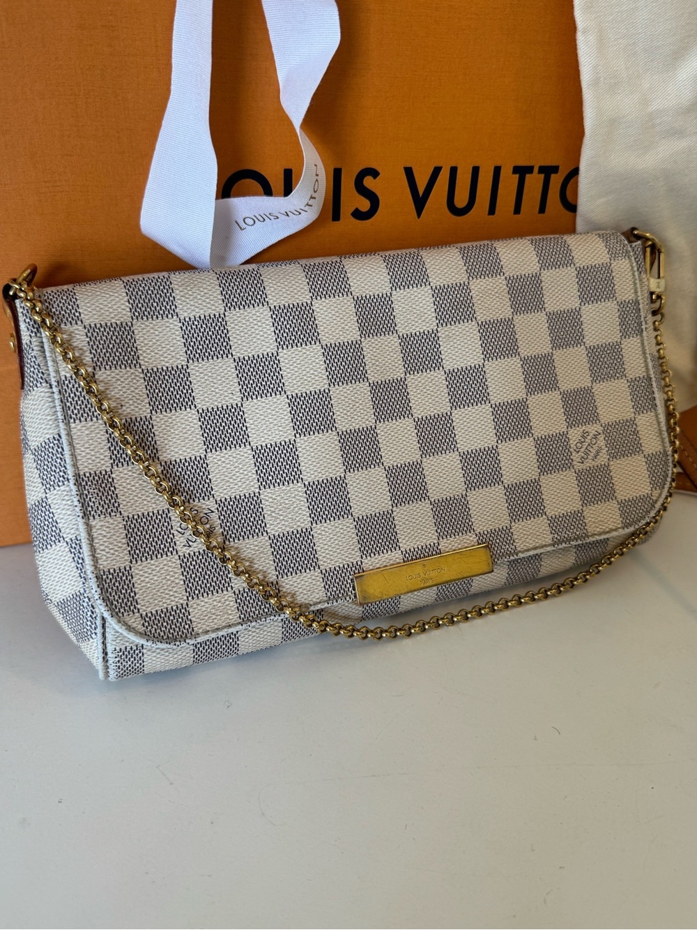 Louis Vuitton Favorite Damier Azur Crossbody Bag Pink Ballerina Interior